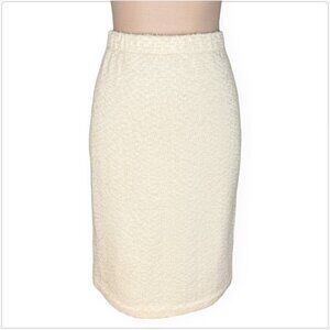 St. John Collection Vanilla Ivory White Cream Boucle Textured Pencil Skirt NWT P